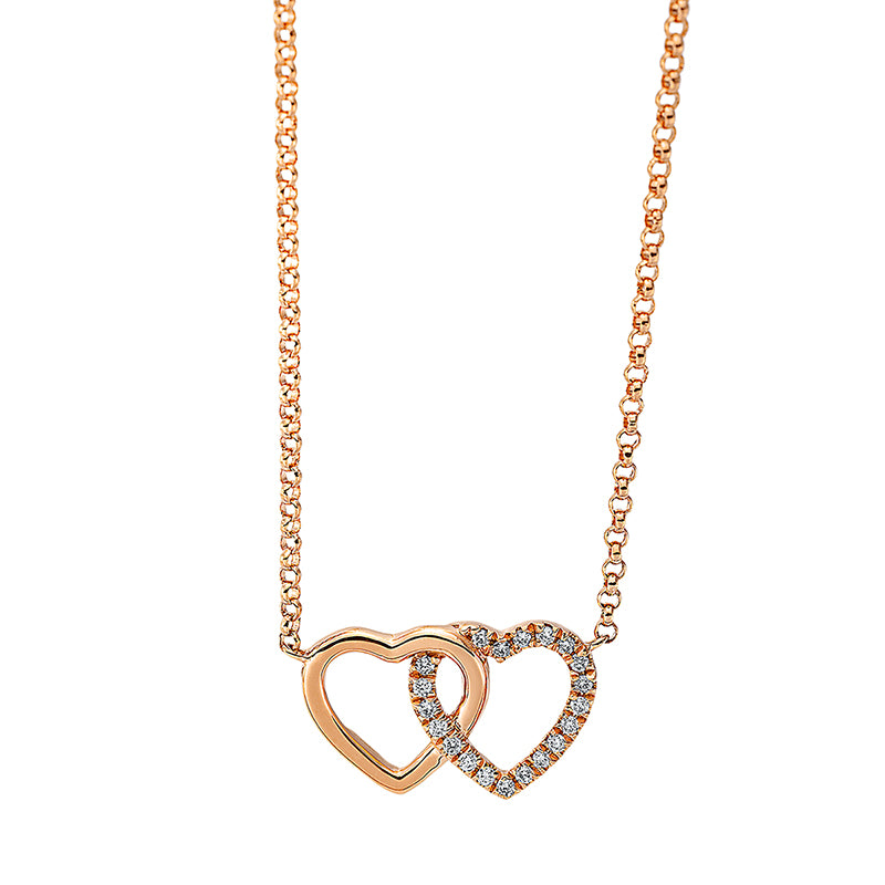 Collier 18 kt RG, mit ZÖ 40 cm + 42.5 cm, 20 Brill. 0,05 ct, TW-si