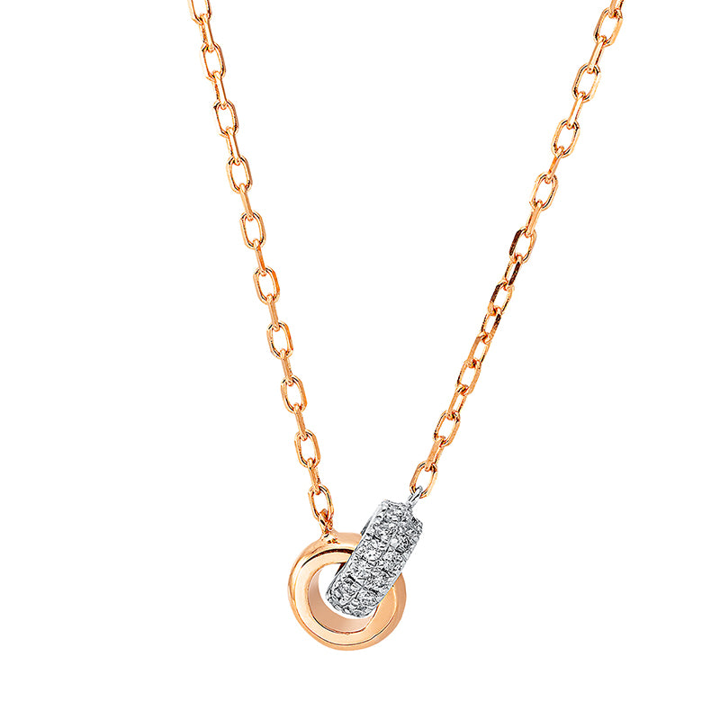 Collier 18 kt RG+WG, mit ZÖ 40 cm + 42.5 cm, 30 Brill. 0,12 ct, TW-si