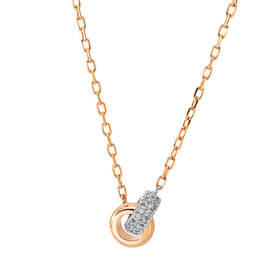 Collier 18 kt RG+WG, mit ZÖ 40 cm + 42.5 cm, 30 Brill. 0,12 ct, TW-si