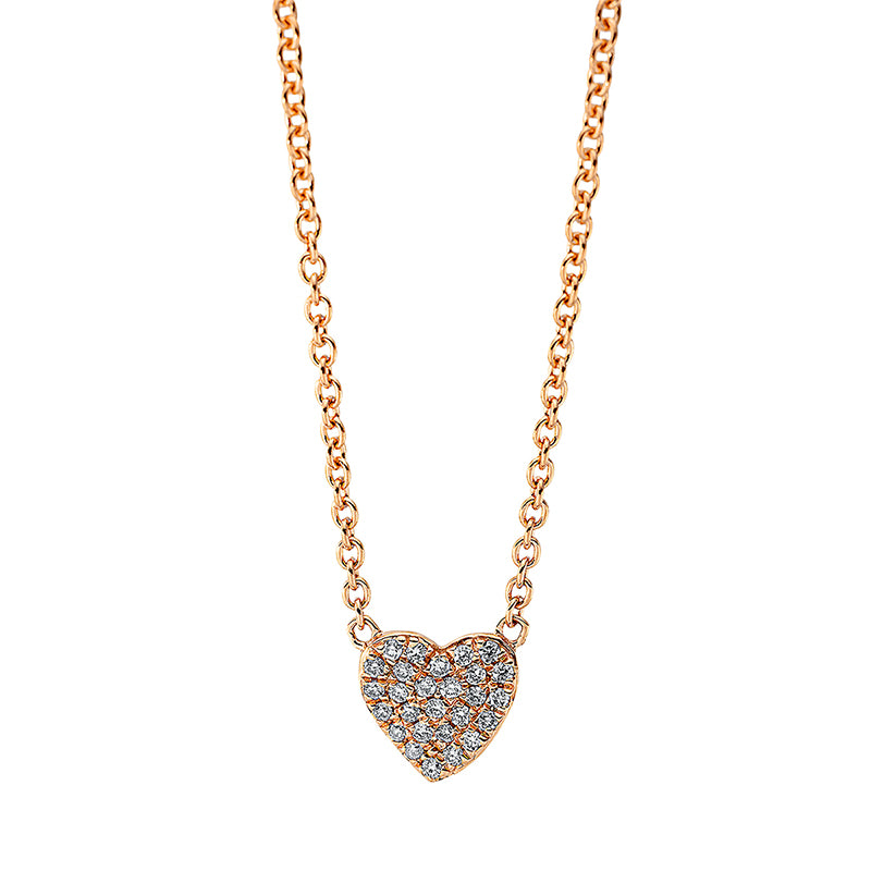 Collier 18 kt RG, mit ZÖ 40 cm + 42.5 cm, 27 Brill. 0,07 ct, TW-si