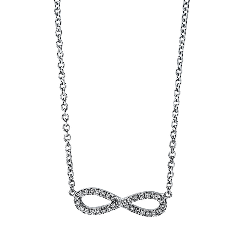 Collier 18 kt WG, mit ZÖ 40 cm + 42.5 cm, 33 Brill. 0,09 ct, TW-si