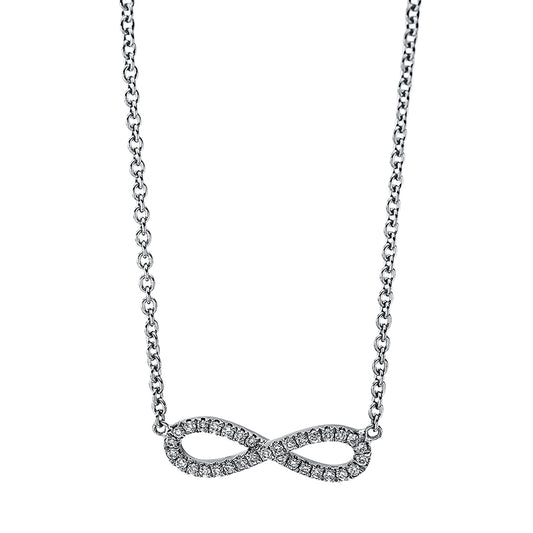 Collier 18 kt WG, mit ZÖ 40 cm + 42.5 cm, 33 Brill. 0,09 ct, TW-si