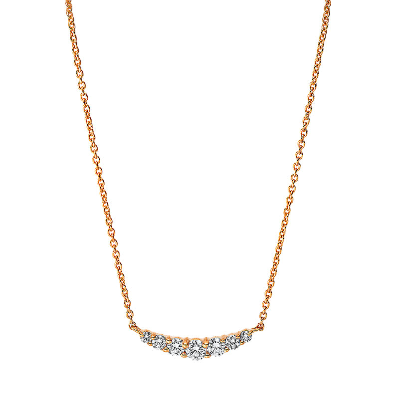 Collier 18 kt RG, mit ZÖ 42 cm, 2 Brill. 0,04 ct, TW-si, 2 Brill. 0,08 ct, TW-si, 1 Brill. 0,06 ct, TW-si, 2 Brill. 0,02 ct, TW-si