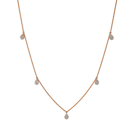 Collier 18 kt RG, mit ZÖ 42 cm, 10 Brill. 0,09 ct, TW-si, 30 Brill. 0,21 ct, TW-si