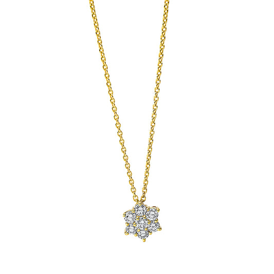 Collier 18 kt GG, mit ZÖ 42 cm, 1 Brill. 0,04 ct, TW-si, 6 Brill. 0,18 ct, TW-si