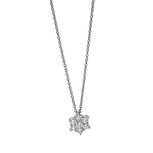 Collier 18 kt WG, mit ZÖ 42 cm, 1 Brill. 0,04 ct, TW-si, 6 Brill. 0,18 ct, TW-si