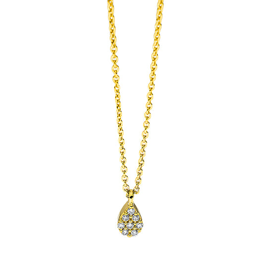 Collier 18 kt GG, mit ZÖ 42 cm, 2 Brill. 0,02 ct, TW-si, 6 Brill. 0,03 ct, TW-si