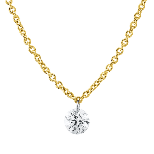 Collier 18 kt GG+WG, mit ZÖ 42 cm, 1 Brill. 0,15 ct, TW-si