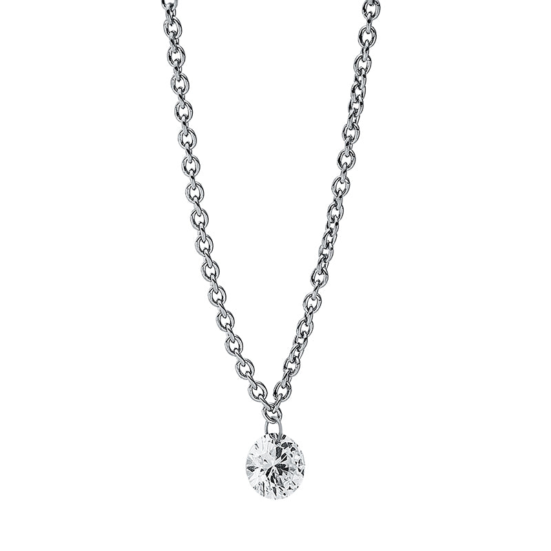Collier 18 kt WG, mit ZÖ 42 cm, 1 Brill. 0,15 ct, TW-si