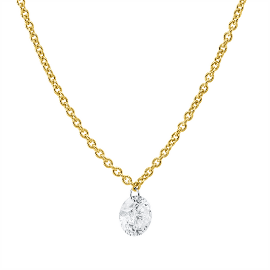 Collier 18 kt GG+WG, mit ZÖ 42 cm, 1 Brill. 0,25 ct, TW-si