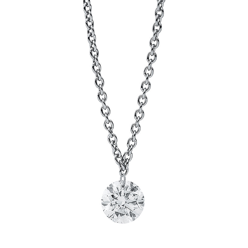 Collier 18 kt WG, mit ZÖ 42 cm, 1 Brill. 0,25 ct, TW-si