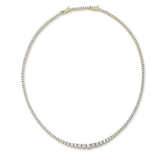 Collier 18 kt GG, mit ZÖ 42 cm, 8 Brill. 1,02 ct, TW-si, 4 Brill. 0,98 ct, TW-si, 1 Brill. 0,30 ct, TW-si, 164 Brill. 6,06 ct, TW-si