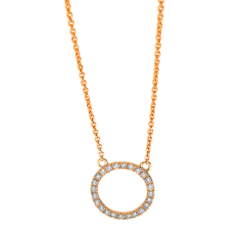 Collier 18 kt RG, mit ZÖ 42 cm, 24 Brill. 0,11 ct, TW-si