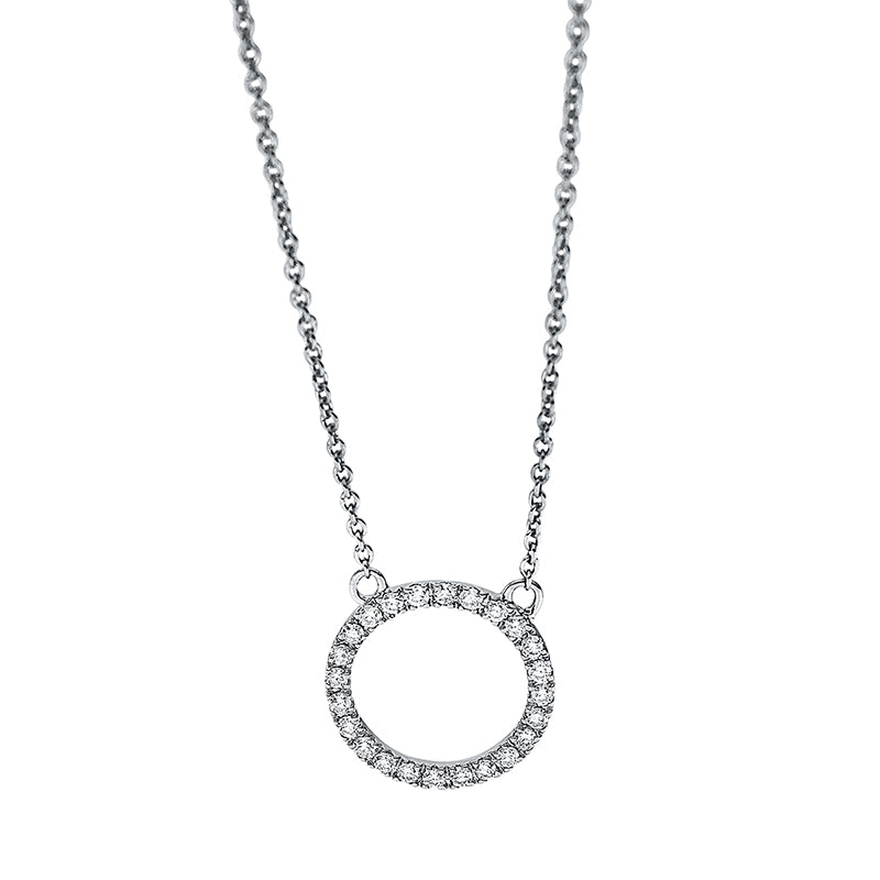Collier 18 kt WG, mit ZÖ 42 cm, 24 Brill. 0,11 ct, TW-si