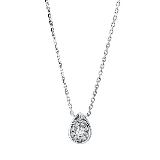 Collier 18 kt WG, mit ZÖ 40 cm + 43 cm, 1 Brill. 0,08 ct, TW-si, 10 Brill. 0,13 ct, TW-si