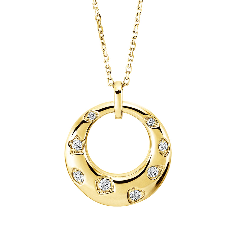 Collier 18 kt GG, mit ZÖ 40 cm + 43 cm, 3 Brill. 0,08 ct, TW-si, 2 Brill. 0,08 ct, TW-si, 3 Brill. 0,04 ct, TW-si