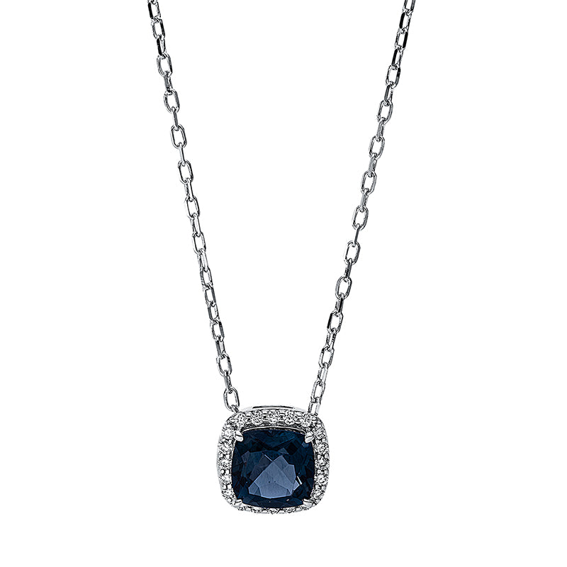 Collier 18 kt WG, 20 Brill. 0,10 ct, TW-si, 1 Topas 1,25 ct Lond. blue