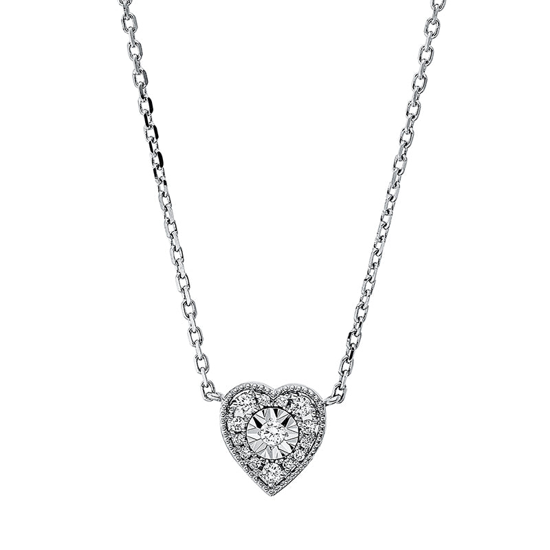 Collier 18 kt WG, mit ZÖ 40 cm + 43 cm, 3 Brill. 0,06 ct, TW-si, 1 Brill. 0,03 ct, TW-si, 10 Brill. 0,04 ct, TW-si