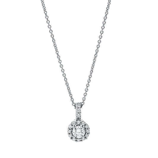 Collier 18 kt WG, mit Öse, 1 Brill. 0,15 ct, TW-si, 15 Brill. 0,09 ct, TW-si