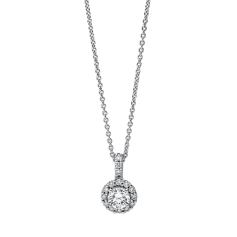 Collier 18 kt WG, mit Öse, 1 Brill. 0,26 ct, TW-si, 15 Brill. 0,11 ct, TW-si