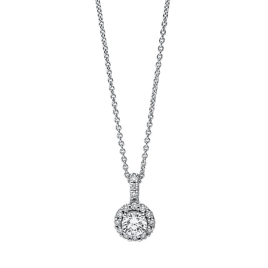 Collier 18 kt WG, mit Öse, 1 Brill. 0,26 ct, TW-si, 15 Brill. 0,11 ct, TW-si