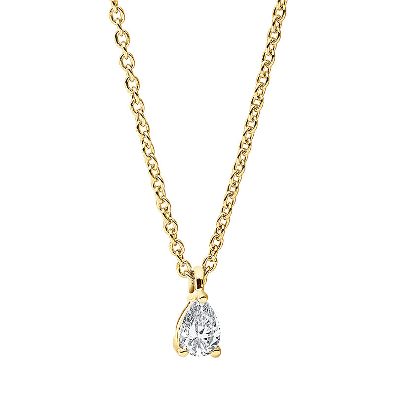 Collier 18 kt GG, mit ZÖ 42 cm, 1 Tropfen 0,10 ct, TW-si