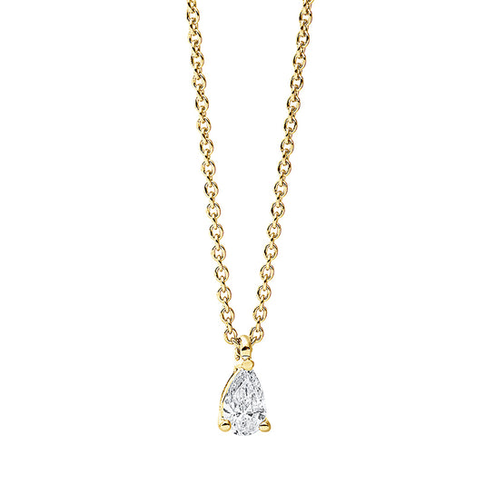 Collier 18 kt GG, 1 Tropfen 0,14 ct, TW-si