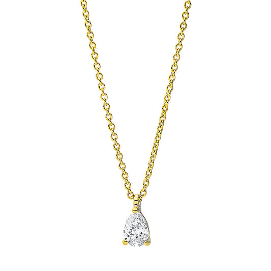 Collier 18 kt GG, mit ZÖ 42 cm, 1 Tropfen 0,20 ct, TW-si