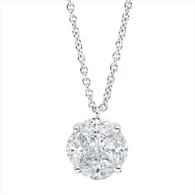 Collier 18 kt WG, 1 Princ. 0,09 ct, TW-si, 4 Nav. 0,37 ct, TW-si