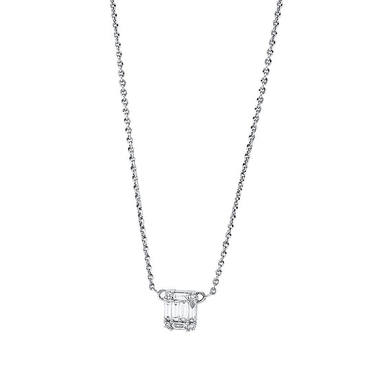 Collier 18 kt WG, 6 Trap. 0,20 ct, TW-si, 4 Brill. 0,03 ct, TW-si