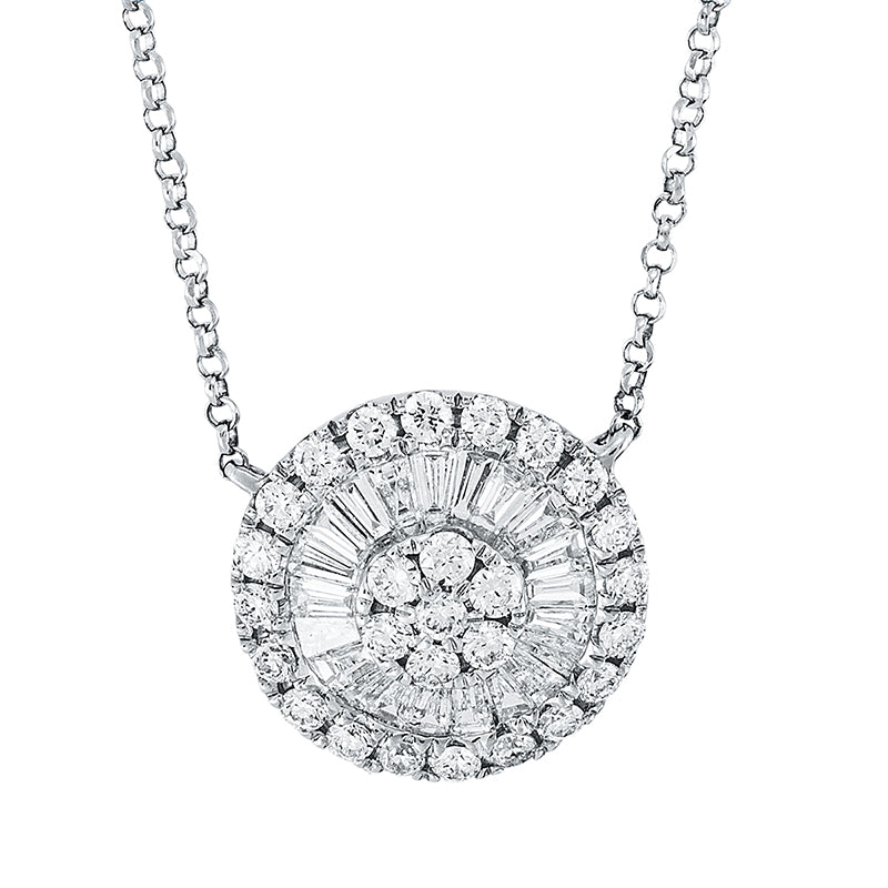 Collier 18 kt WG, mit ZÖ 38 cm, 40,5 cm, 20 Trap. 0,34 ct, TW-si, 31 Brill. 0,40 ct, TW-si