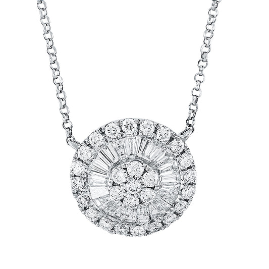 Collier 18 kt WG, mit ZÖ 38 cm, 40,5 cm, 20 Trap. 0,34 ct, TW-si, 31 Brill. 0,40 ct, TW-si