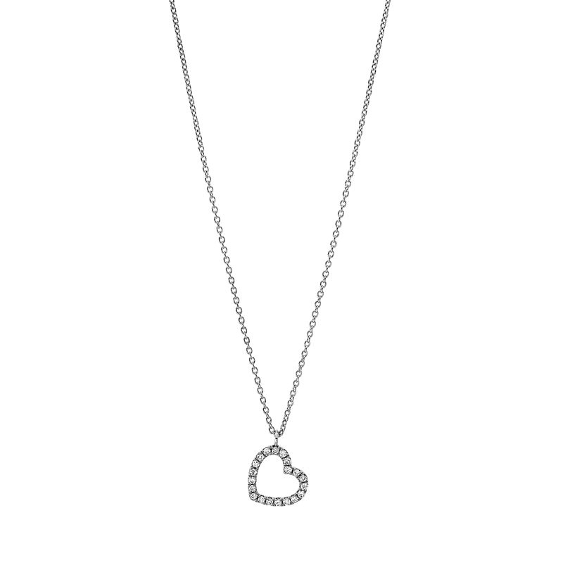 Collier 18 kt WG, mit ZÖ 40cm ,42 cm, 20 Brill. 0,06 ct, TW-si