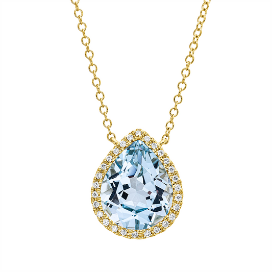Collier 18 kt GG, 28 Brill. 0,11 ct, TW-si, 1 Topas 3,80 ct sky blue