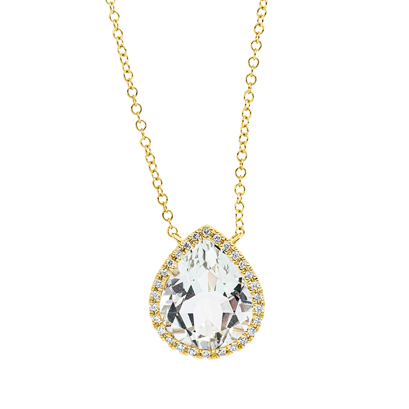 Collier 18 kt GG, 28 Brill. 0,11 ct, TW-si, 1 Amethyst 2,90 ct grün