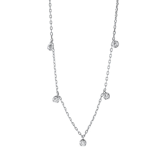 Collier 18 kt WG, 5 Brill. 0,35 ct, TW-pi