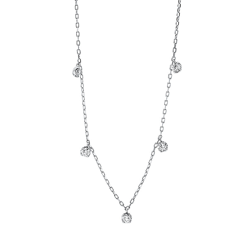 Collier 18 kt WG, 5 Brill. 0,38 ct, TW-pi