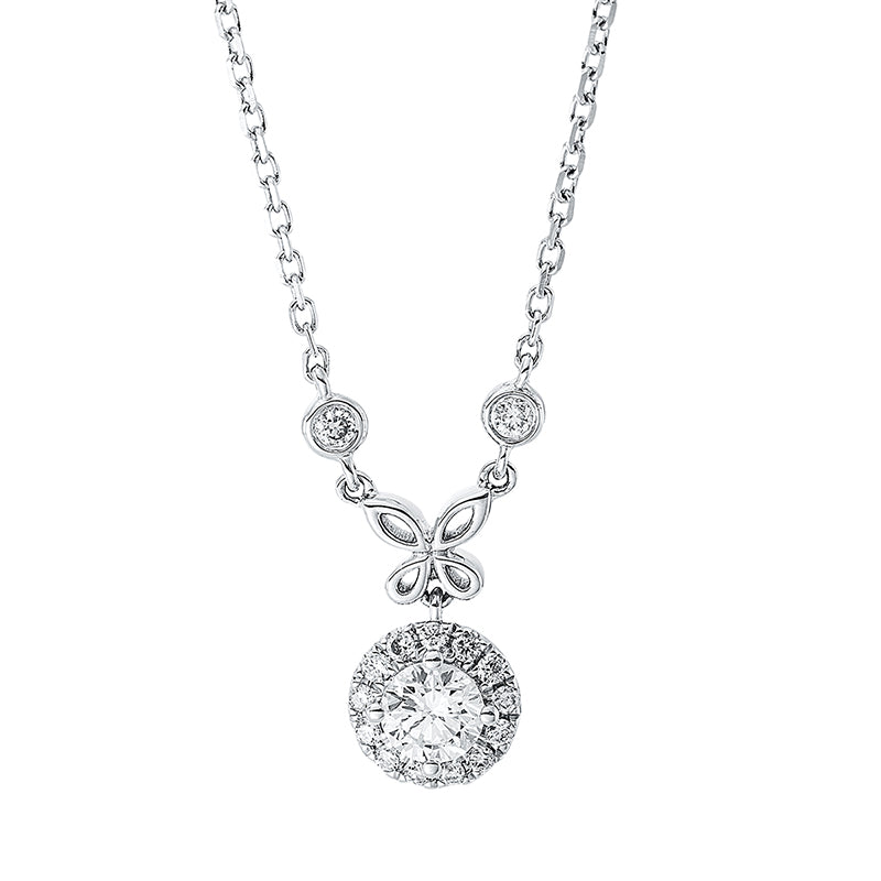 Collier 18 kt WG, 1 Brill. 0,22 ct, TW-si, 15 Brill. 0,09 ct, TW-si