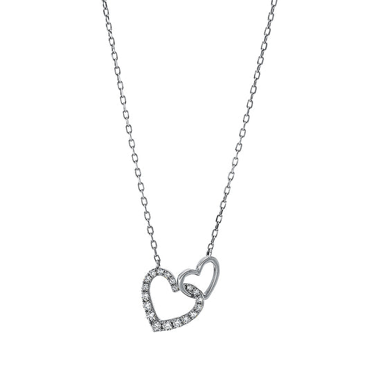 Collier 18 kt WG, 9 Brill. 0,06 ct, TW-pi, 11 Brill. 0,18 ct, TW-pi