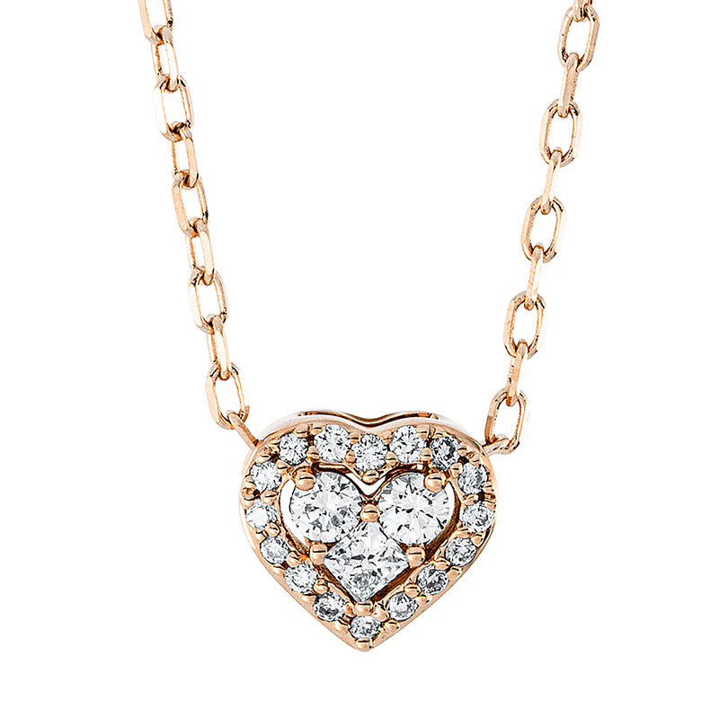 Collier 18 kt RG, 2 Brill. 0,05 ct, TW-pi, 1 Princ. 0,04 ct, TW-si, 16 Brill. 0,05 ct, TW-pi