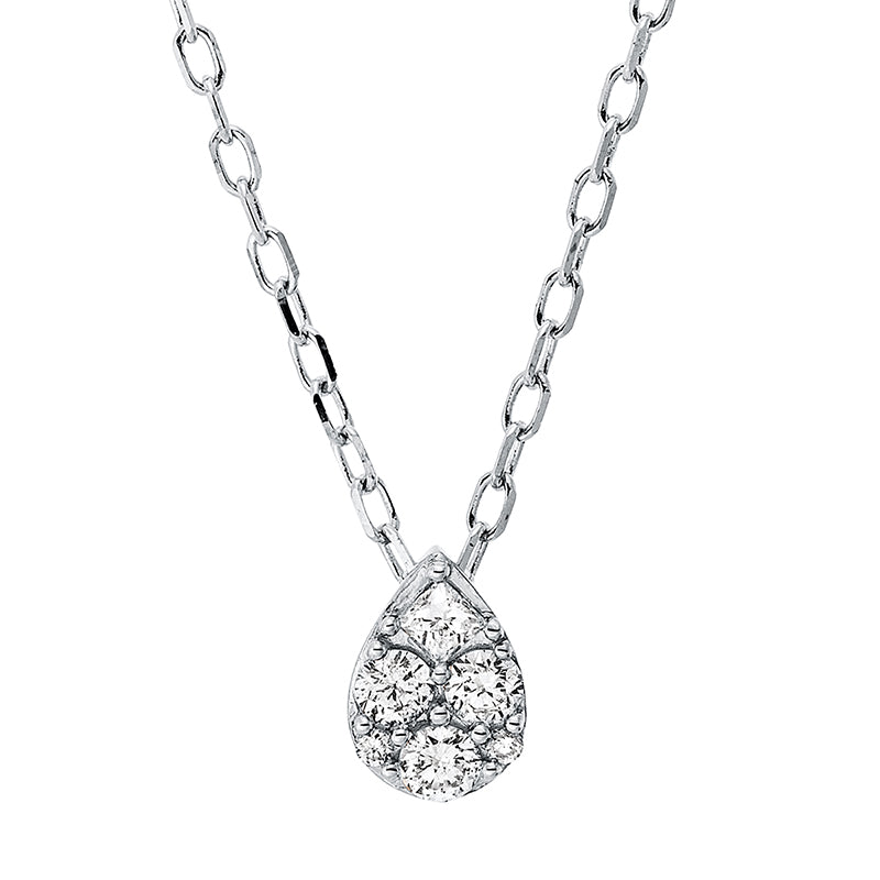 Collier 18 kt WG, 2 Brill. 0,01 ct, TW-pi, 1 Princ. 0,04 ct, TW-si, 3 Brill. 0,10 ct, TW-pi