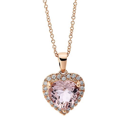 Collier 18 kt RG, mit Öse, 22 Brill. 0,13 ct, TW-si, 1 Morganit 2,00 ct pink