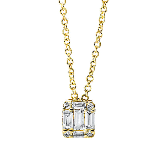 Collier 18 kt GG, 5 Bag. 0,14 ct, TW-si, 4 Brill. 0,02 ct, TW-si