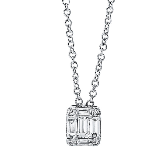 Collier 18 kt WG, 5 Bag. 0,14 ct, TW-si, 4 Brill. 0,02 ct, TW-si