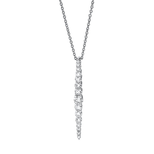 Collier 18 kt WG, mit ZÖ 40 cm, 15 Brill. 0,68 ct, TW-si