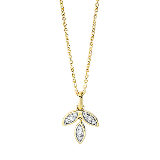 Collier 18 kt GG, Fassung rhodiniert, loop 40 cm, 9 Brill. 0,12 ct, TW-si