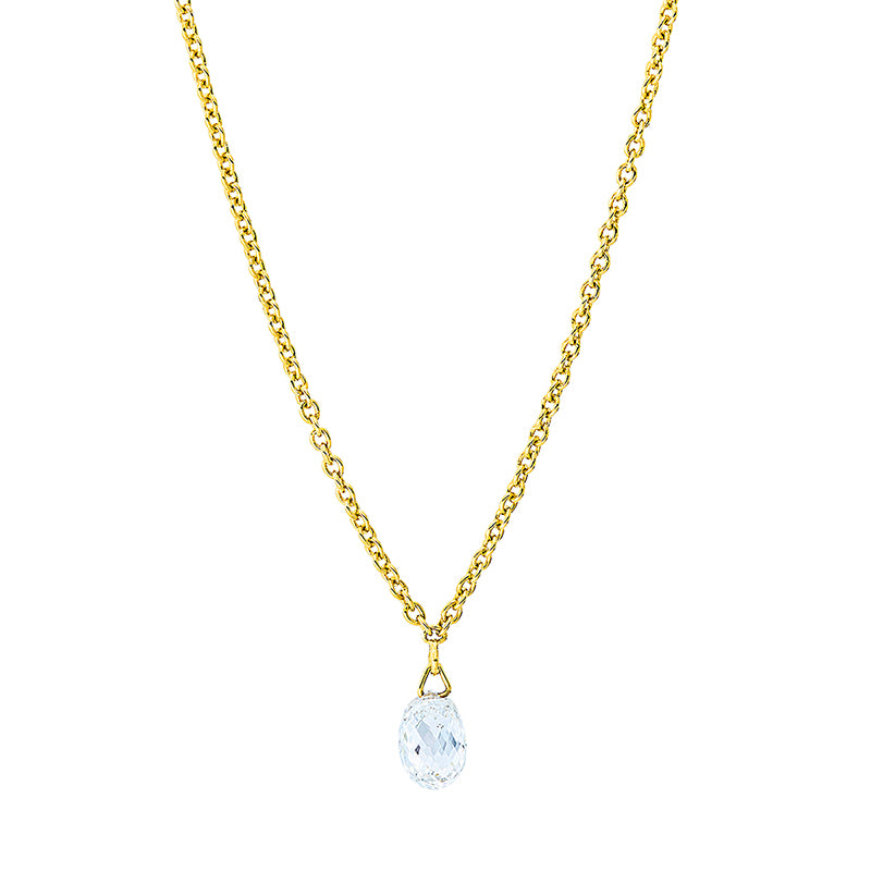 Collier 18 kt GG, mit ZÖ 40 cm, 1 Fant-Schl. 0,38 ct, TW-vsi