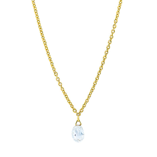 Collier 18 kt GG, mit ZÖ 40 cm, 1 Fant-Schl. 0,38 ct, TW-vsi