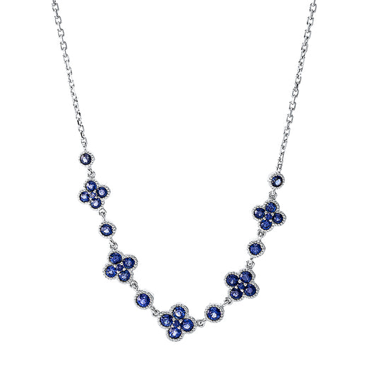 Collier 18 kt WG, 31 Saphire 1,18 ct blau