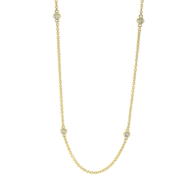 Collier 18 kt GG, mit ZÖ 39,3+40,6+42 cm, 7 Brill. 0,21 ct, TTLB-si